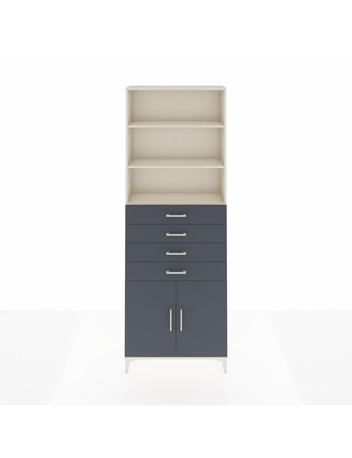 Arges Dolap 3 Raflı 4 Çekmeceli 2 Kapaklı 88x30x243 Aytaşı-Antrasit