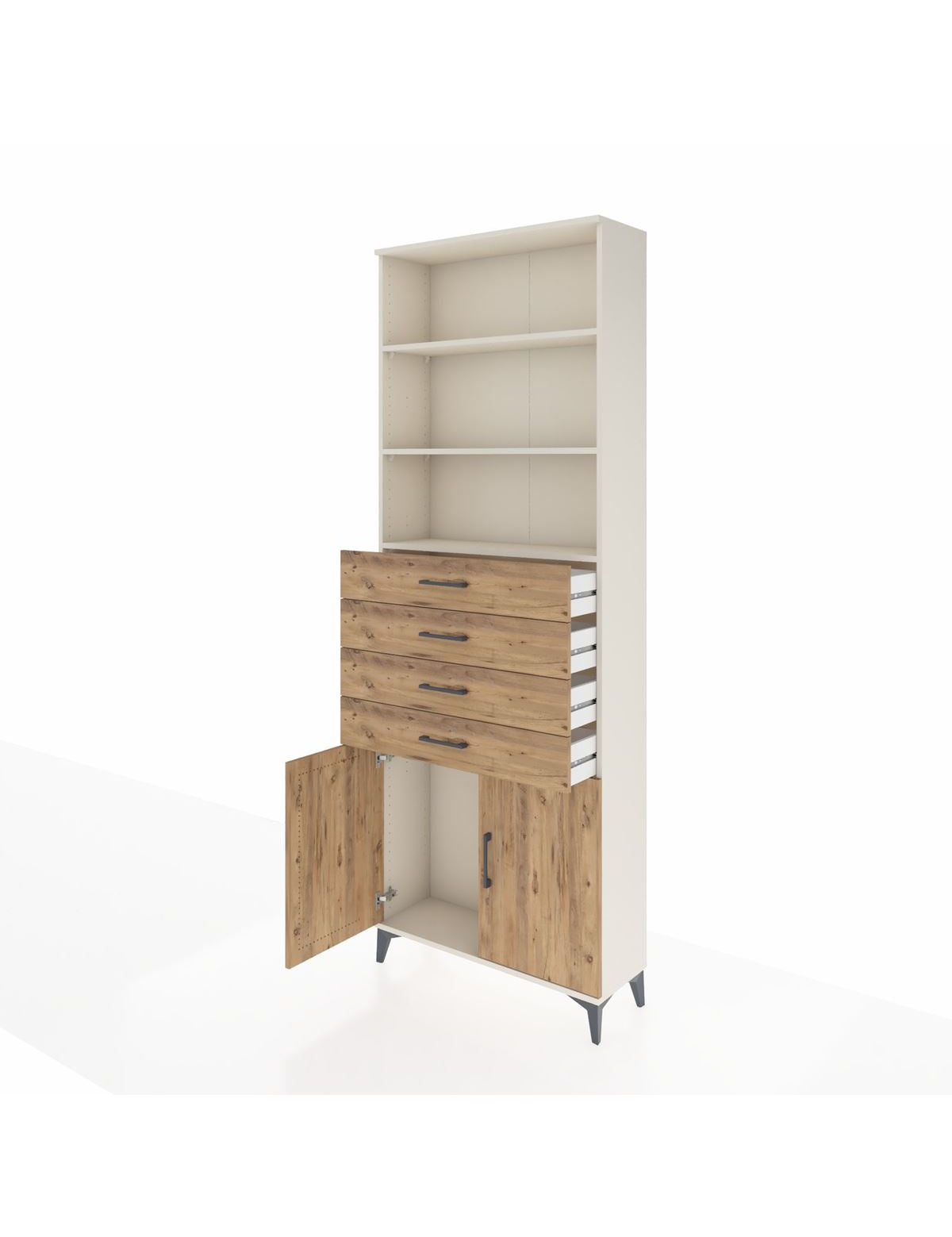 Arges Dolap 3 Raflı 4 Çekmeceli 2 Kapaklı 88x30x243 - S33M260V3A
