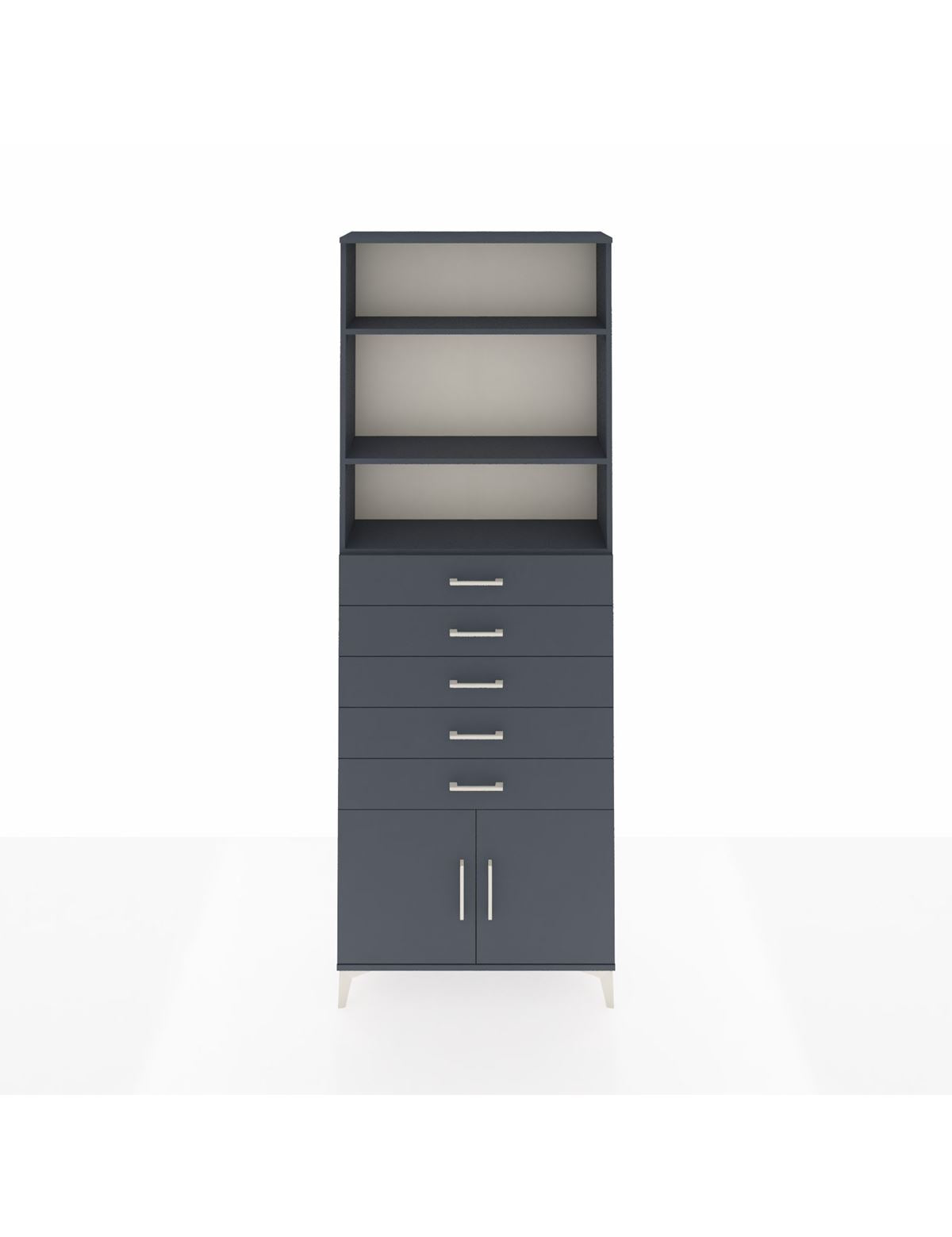 Arges Dolap 3 Raflı 5 Çekmeceli 2 Kapaklı 88x30x243 Antrasit-Antrasit