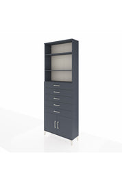 Arges Dolap 3 Raflı 5 Çekmeceli 2 Kapaklı 88x30x243 Antrasit-Antrasit