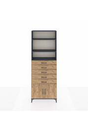 Arges Dolap 3 Raflı 5 Çekmeceli 2 Kapaklı 88x30x243 Antrasit-Çam