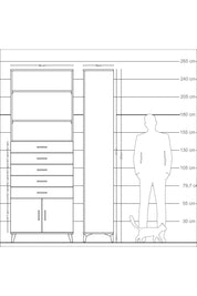 Arges Dolap 3 Raflı 5 Çekmeceli 2 Kapaklı 88x30x243 Antrasit-Çam
