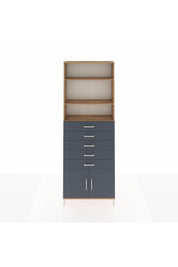 Arges Dolap 3 Raflı 5 Çekmeceli 2 Kapaklı 88x30x243 Çam-Antrasit