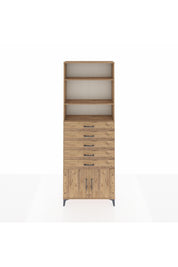 Arges Dolap 3 Raflı 5 Çekmeceli 2 Kapaklı 88x30x243 Çam-Çam