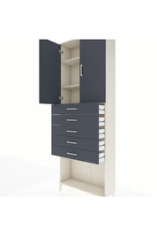 Arges Dolap 3 Raflı 5 Çekmeceli 2 Kapaklı 88x30x243 Aytaşı-Antrasit