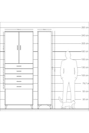 Arges Dolap 3 Raflı 5 Çekmeceli 2 Kapaklı 88x30x243 Aytaşı-Antrasit