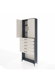 Arges Dolap 3 Raflı 5 Çekmeceli 2 Kapaklı 88x30x243 Antrasit-Aytaşı