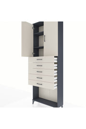 Arges Dolap 3 Raflı 5 Çekmeceli 2 Kapaklı 88x30x243 Antrasit-Aytaşı