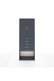 Arges Dolap 3 Raflı 5 Çekmeceli 2 Kapaklı 88x30x243 Antrasit-Antrasit