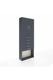 Arges Dolap 3 Raflı 5 Çekmeceli 2 Kapaklı 88x30x243 Antrasit-Antrasit