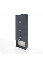 Arges Dolap 3 Raflı 5 Çekmeceli 2 Kapaklı 88x30x243 Antrasit-Antrasit