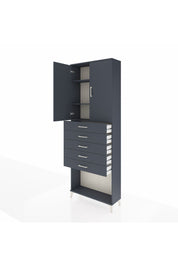 Arges Dolap 3 Raflı 5 Çekmeceli 2 Kapaklı 88x30x243 Antrasit-Antrasit