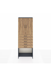 Arges Dolap 3 Raflı 5 Çekmeceli 2 Kapaklı 88x30x243 Antrasit-Çam