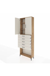 Arges Dolap 3 Raflı 5 Çekmeceli 2 Kapaklı 88x30x243 Çam-Aytaşı
