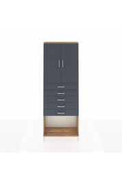 Arges Dolap 3 Raflı 5 Çekmeceli 2 Kapaklı 88x30x243 Çam-Antrasit