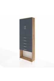 Arges Dolap 3 Raflı 5 Çekmeceli 2 Kapaklı 88x30x243 Çam-Antrasit