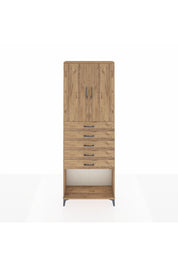 Arges Dolap 3 Raflı 5 Çekmeceli 2 Kapaklı 88x30x243 Çam-Çam
