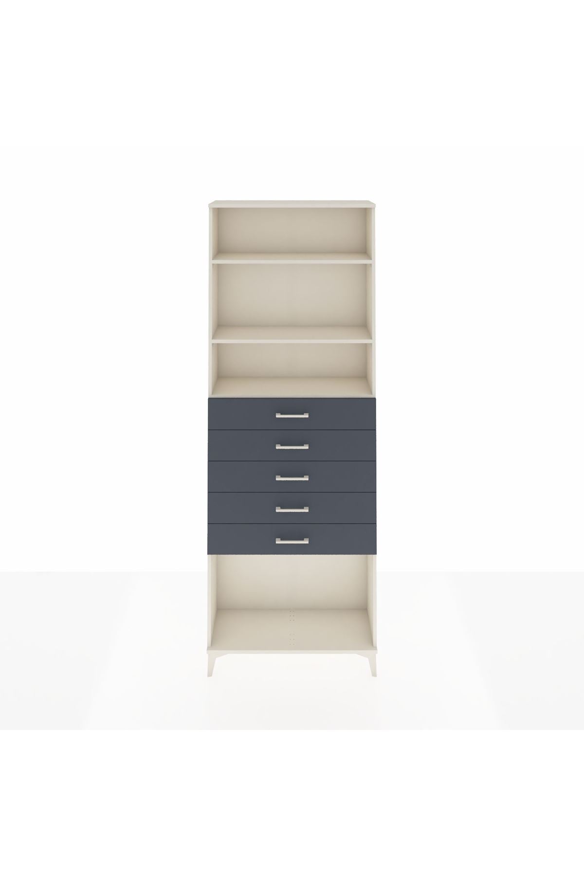 Arges Dolap 3 Raflı 5 Çekmeceli 88x30x243 Aytaşı-Antrasit