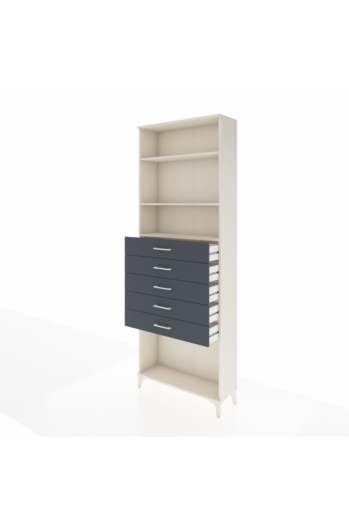 Arges Dolap 3 Raflı 5 Çekmeceli 88x30x243 Aytaşı-Antrasit