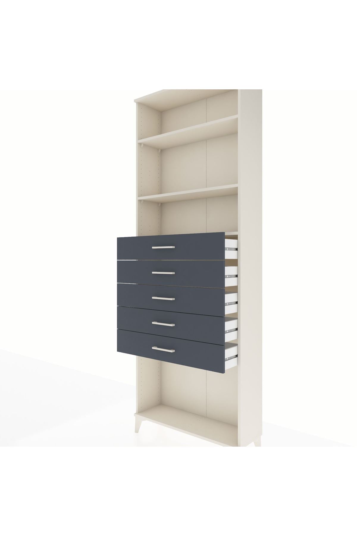 Arges Dolap 3 Raflı 5 Çekmeceli 88x30x243 Aytaşı-Antrasit