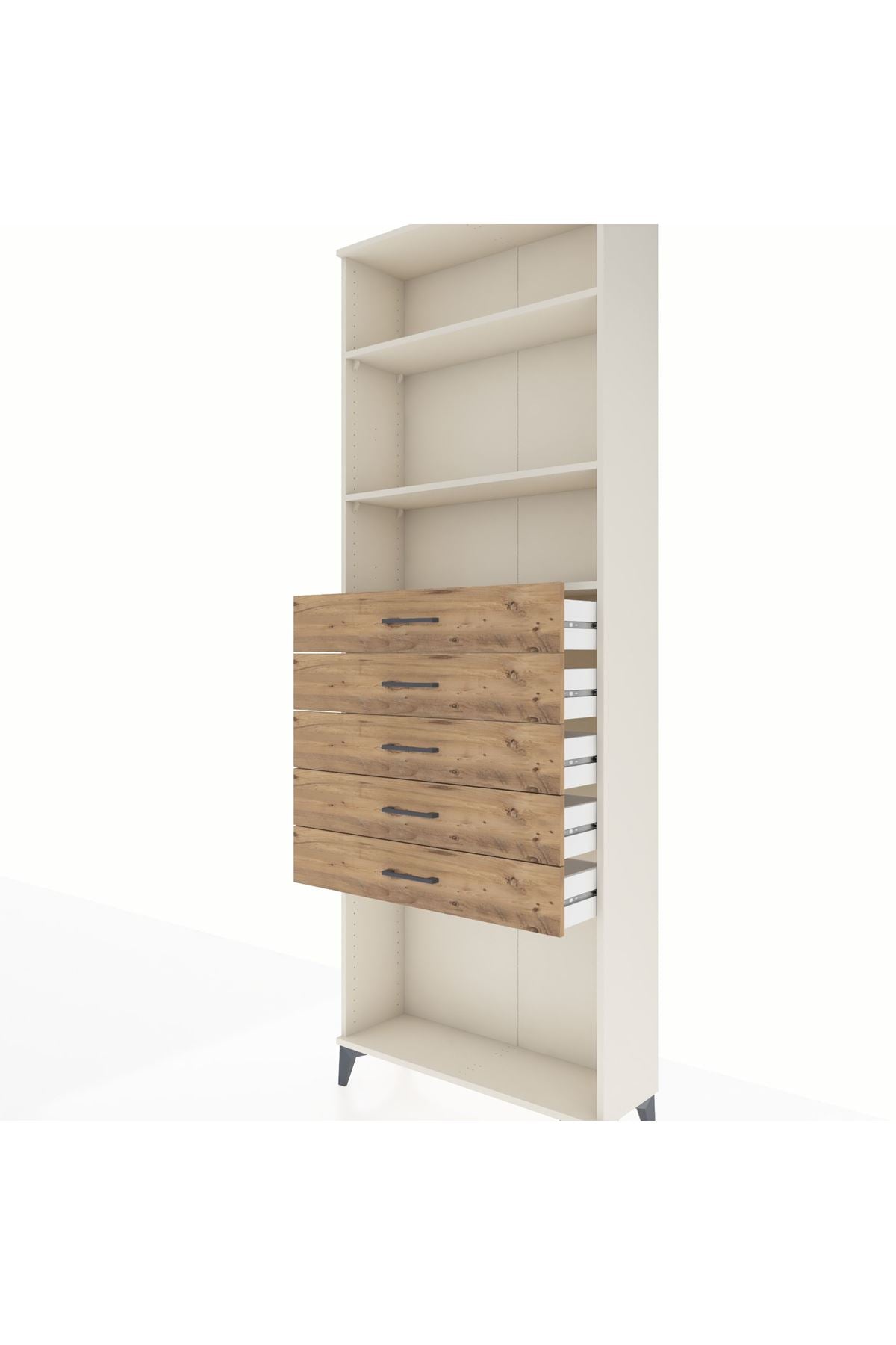 Arges Dolap 3 Raflı 5 Çekmeceli 88x30x243 Aytaşı-Çam