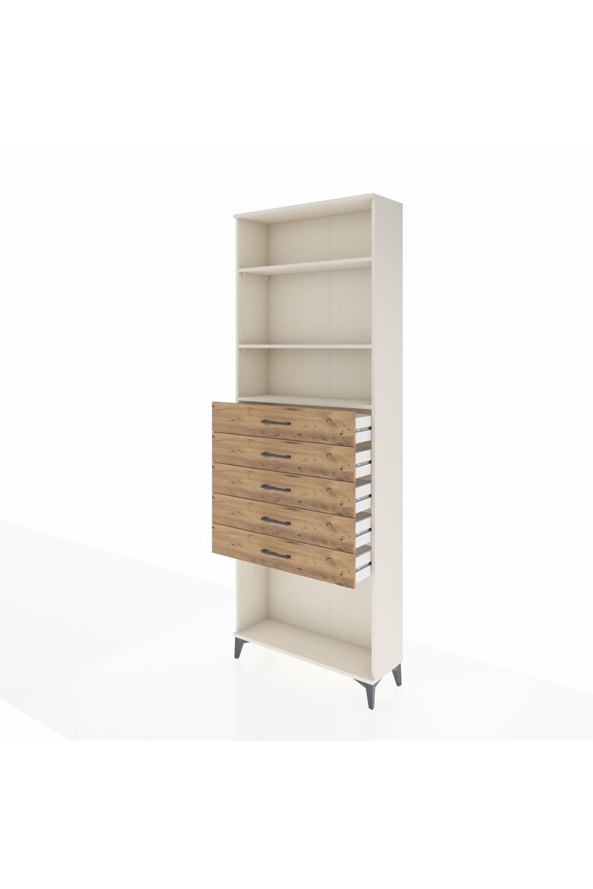 Arges Dolap 3 Raflı 5 Çekmeceli 88x30x243 Aytaşı-Çam