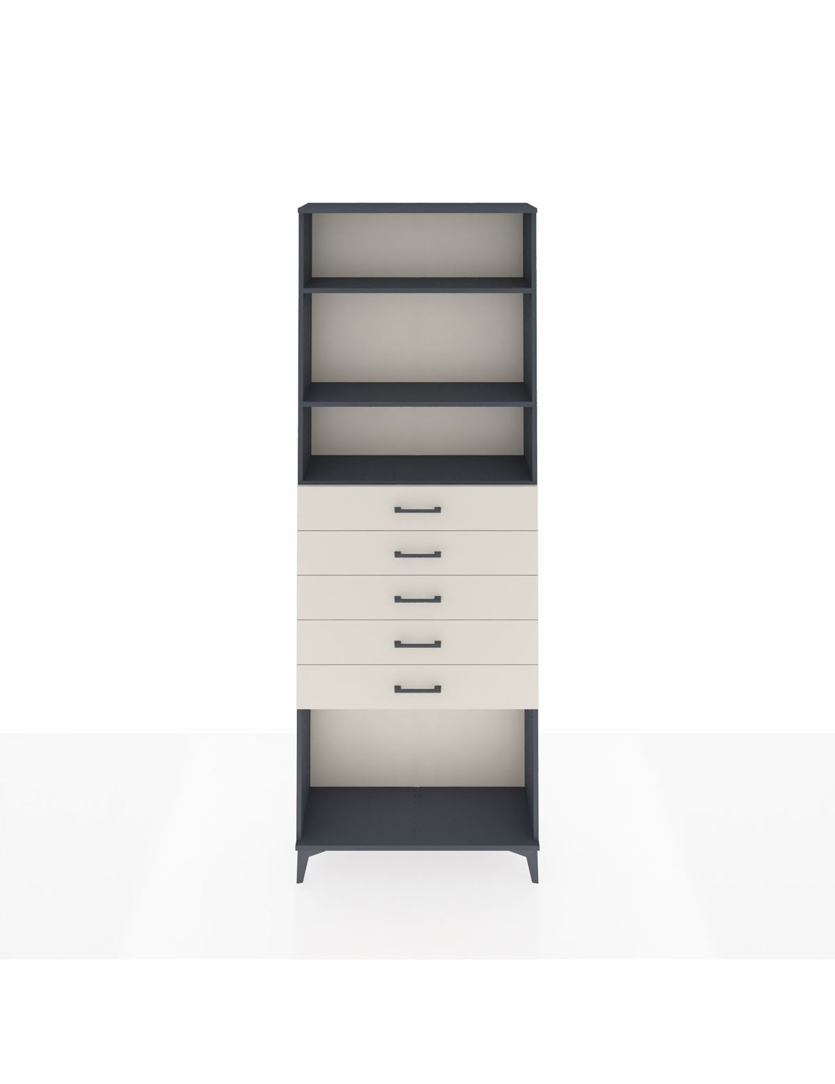 Arges Dolap 3 Raflı 5 Çekmeceli 88x30x243 Antrasit-Aytaşı