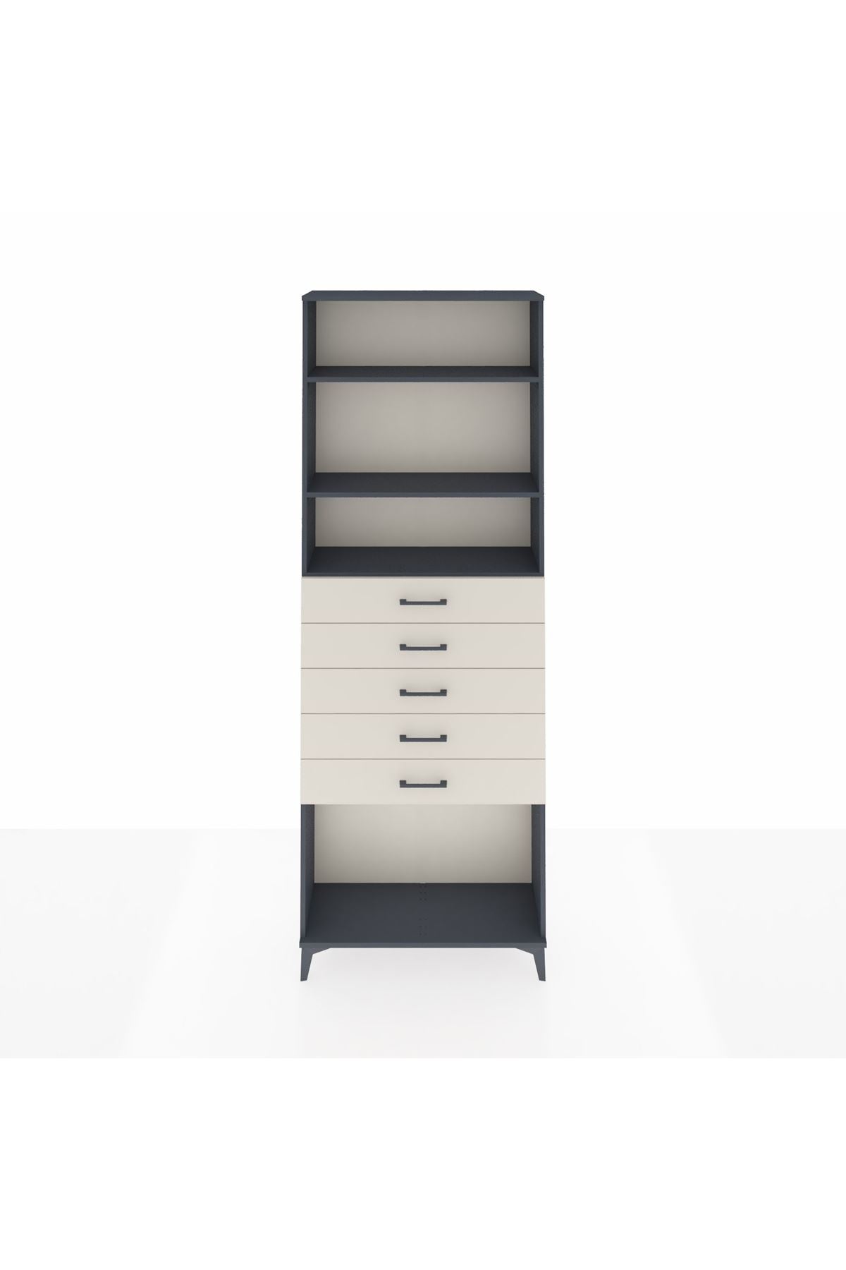 Arges Dolap 3 Raflı 5 Çekmeceli 88x30x243 Antrasit-Aytaşı