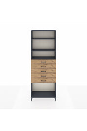 Arges Dolap 3 Raflı 5 Çekmeceli 88x30x243 Antrasit-Çam