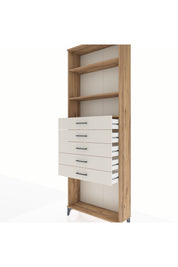 Arges Dolap 3 Raflı 5 Çekmeceli 88x30x243 Çam-Aytaşı