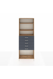 Arges Dolap 3 Raflı 5 Çekmeceli 88x30x243 Çam-Antrasit