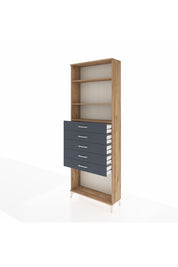 Arges Dolap 3 Raflı 5 Çekmeceli 88x30x243 Çam-Antrasit