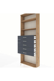 Arges Dolap 3 Raflı 5 Çekmeceli 88x30x243 Çam-Antrasit