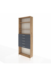 Arges Dolap 3 Raflı 5 Çekmeceli 88x30x243 Çam-Antrasit