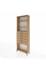 Arges Dolap 3 Raflı 5 Çekmeceli 88x30x243 Çam-Çam