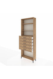 Arges Dolap 3 Raflı 5 Çekmeceli 88x30x243 Çam-Çam