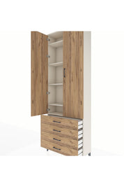 Arges Dolap 5 Raflı 4 Çekmeceli 2 Kapaklı 88x30x243 Aytaşı-Çam