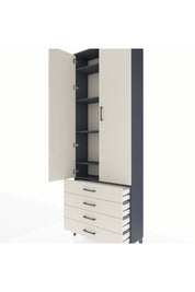 Arges Dolap 5 Raflı 4 Çekmeceli 2 Kapaklı 88x30x243 Antrasit-Aytaşı