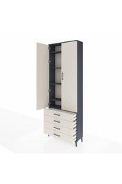 Arges Dolap 5 Raflı 4 Çekmeceli 2 Kapaklı 88x30x243 Antrasit-Aytaşı