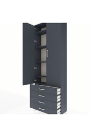 Arges Dolap 5 Raflı 4 Çekmeceli 2 Kapaklı 88x30x243 Antrasit-Antrasit