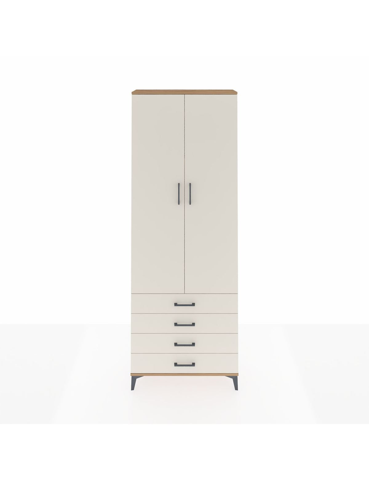 Arges Dolap 5 Raflı 4 Çekmeceli 2 Kapaklı 88x30x243 Çam-Aytaşı