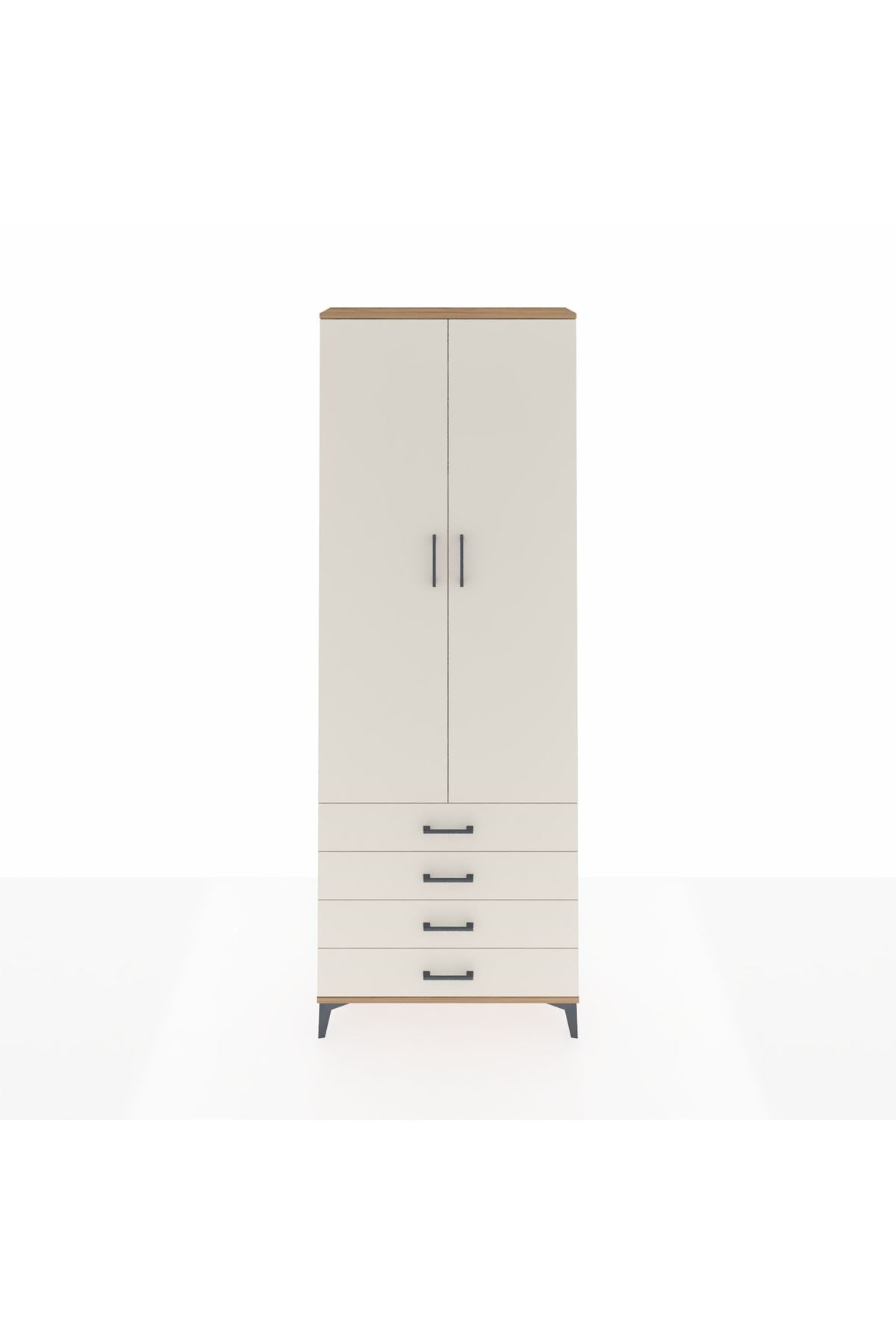 Arges Dolap 5 Raflı 4 Çekmeceli 2 Kapaklı 88x30x243 Çam-Aytaşı