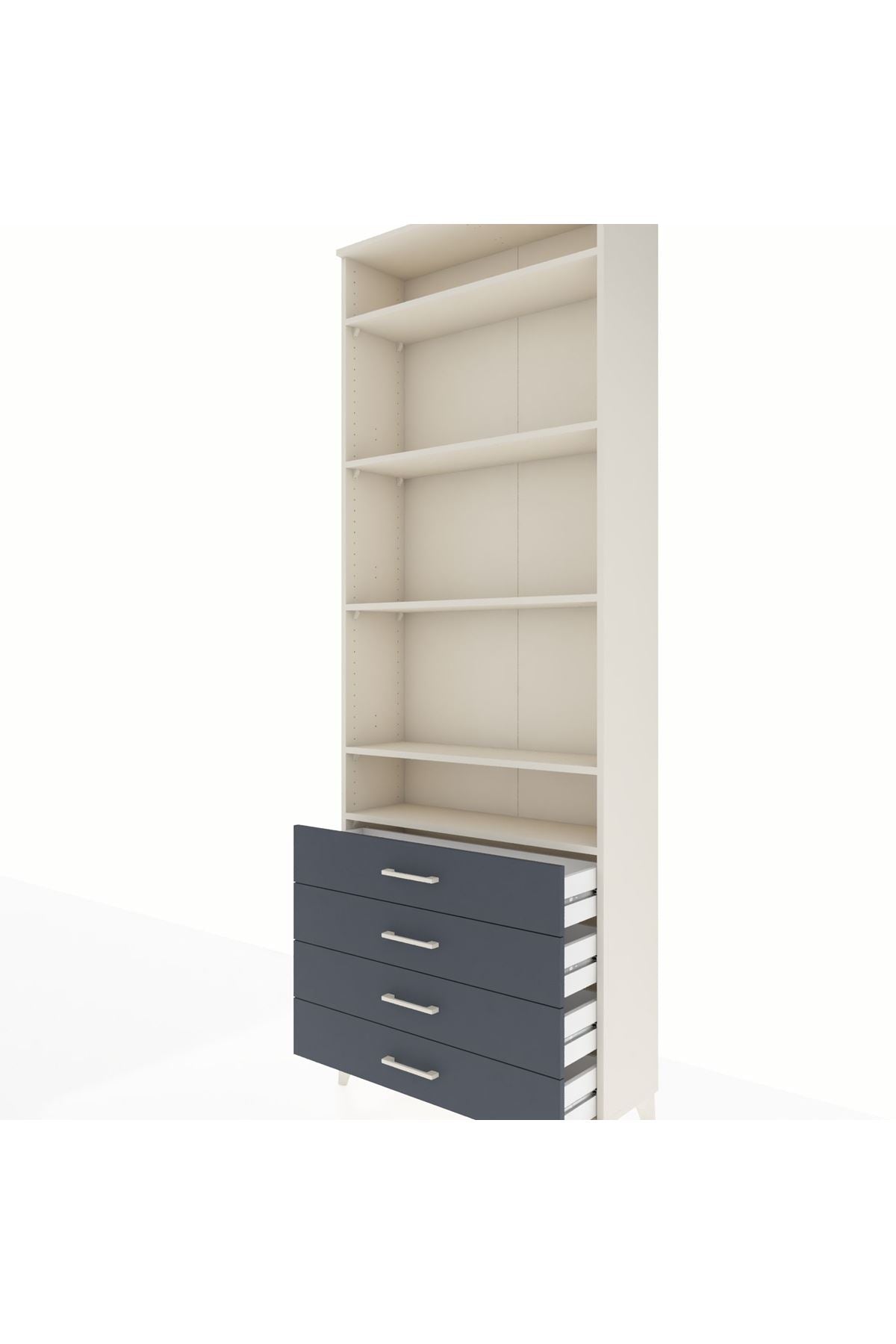 Arges Dolap 5 Raflı 4 Çekmeceli 88x30x243 Aytaşı-Antrasit