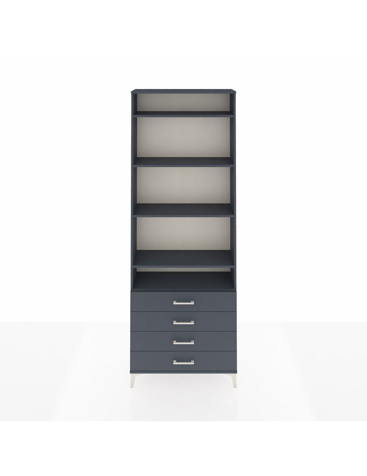 Arges Dolap 5 Raflı 4 Çekmeceli 88x30x243 Antrasit-Antrasit