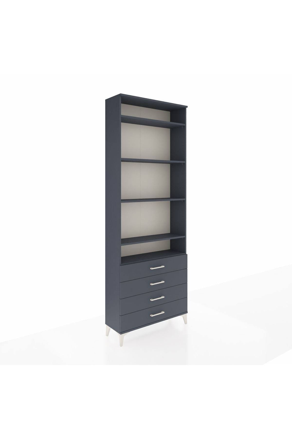 Arges Dolap 5 Raflı 4 Çekmeceli 88x30x243 Antrasit-Antrasit