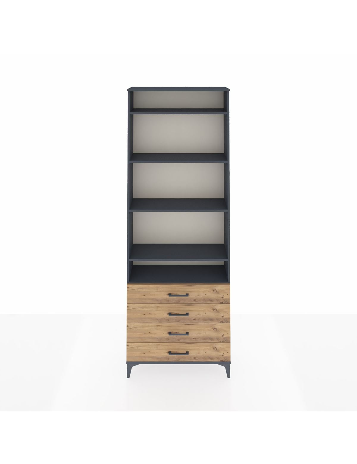 Arges Dolap 5 Raflı 4 Çekmeceli 88x30x243 Antrasit-Çam