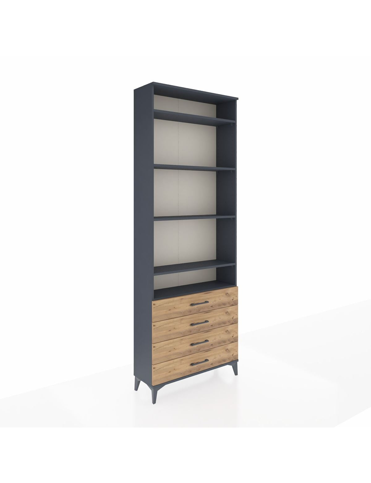 Arges Dolap 5 Raflı 4 Çekmeceli 88x30x243 Antrasit-Çam