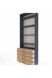 Arges Dolap 5 Raflı 4 Çekmeceli 88x30x243 Antrasit-Çam
