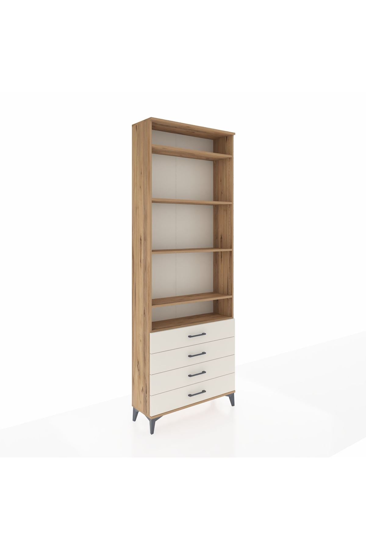 Arges Dolap 5 Raflı 4 Çekmeceli 88x30x243 Çam-Aytaşı