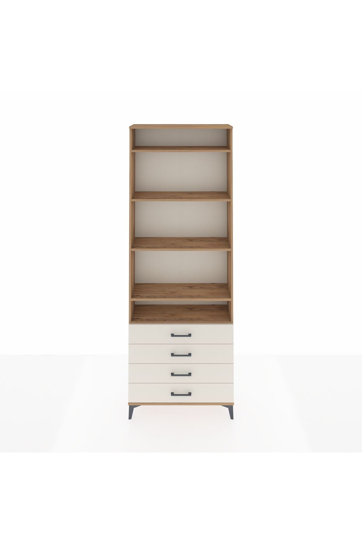 Arges Dolap 5 Raflı 4 Çekmeceli 88x30x243 Çam-Aytaşı